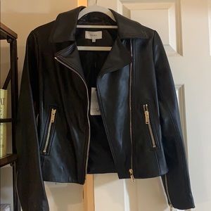 Reiss Black Leather Jacket Size 0 NWT